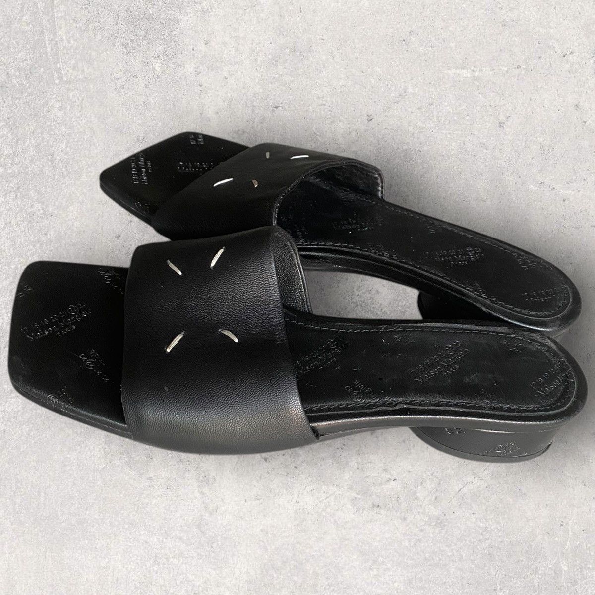 Maison Margiela Margiela Black Leather Sandal With Stitching Size US 8 / IT 38 - 2 Thumbnail