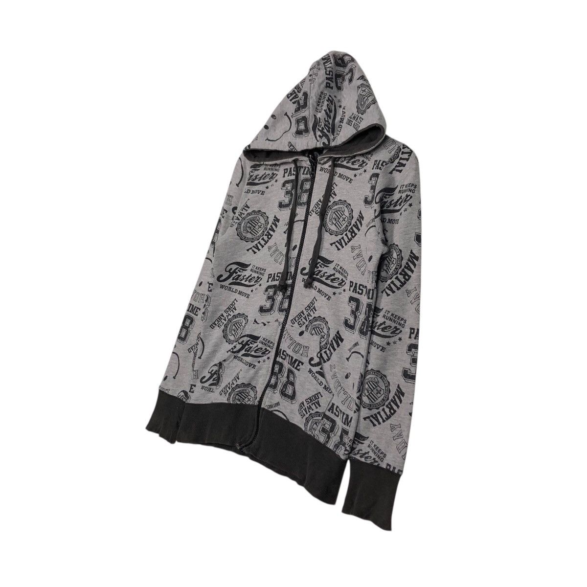 Japanese Brand Smiley Face All-Over Print Zip Hoodie – Grey/Black Size US M / EU 48-50 / 2 - 3 Thumbnail