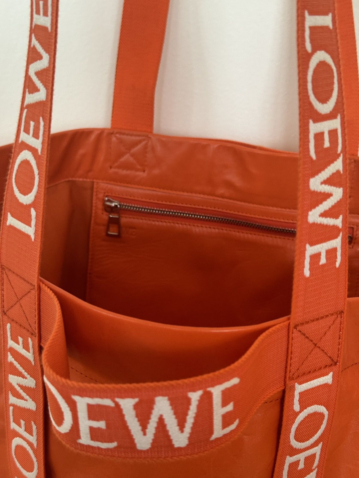 Loewe Loewe Fold Shopper Tote - Orange Leather Size ONE SIZE - 4 Thumbnail