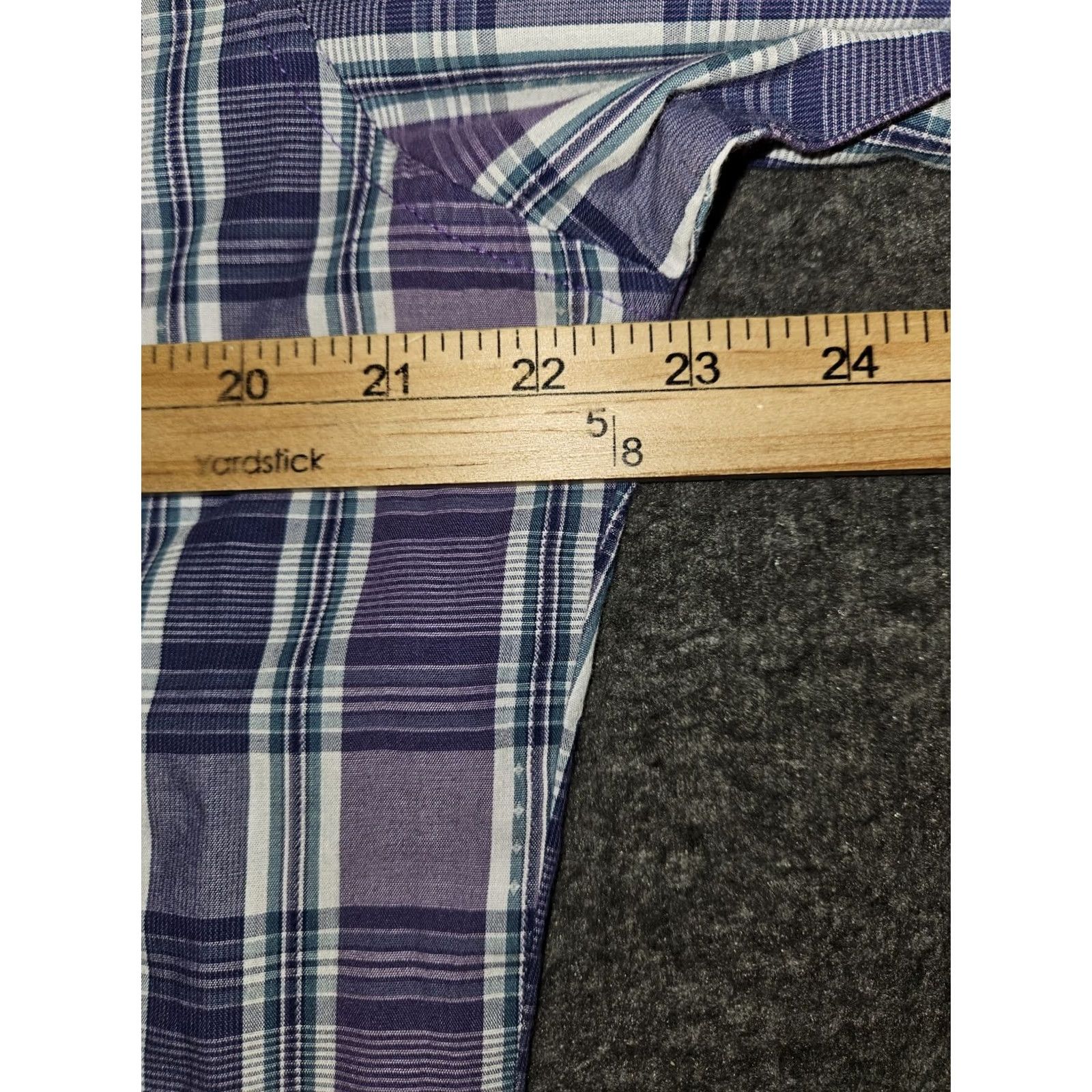 Wrangler VINTAGE Wrangler Pearl Snap Shirt Men's Large Purple Plaid Cowboy Surged Hem Size US L / EU 52-54 / 3 - 3 Thumbnail