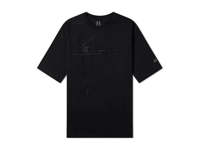 Champion × Rick Owens Rick Owens x Champion black embroidered short-sleeve tee Size US XS / EU 42 / 0 - 1 Thumbnail