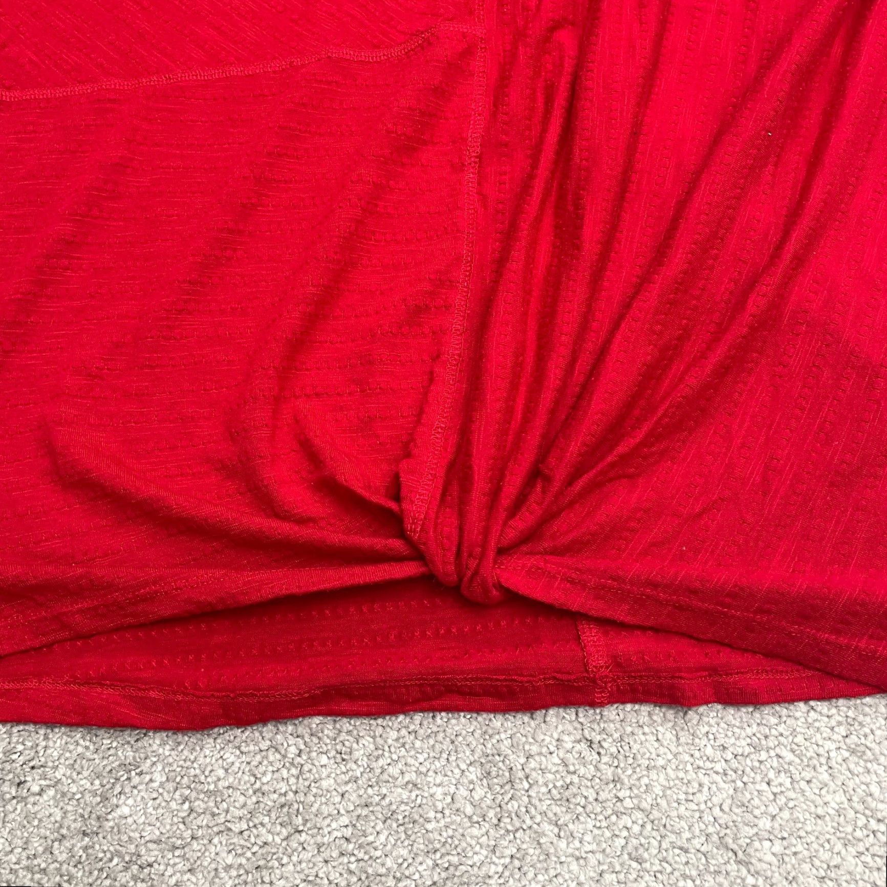 Vintage Cato Blouse Shirt Women L Red Short Sleeve Cold Shoulder Knotted Front Knit Polyester Blend Basic Size L / US 10 / IT 46 - 3 Thumbnail