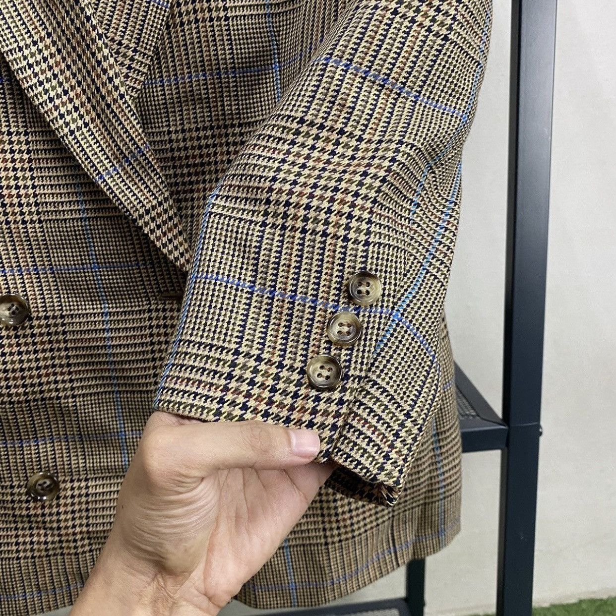 Burberry Prorsum Vintage Burberrys Double Breasted Houndstooth Plaid Wool Size S / US 4 / IT 40 - 11 Thumbnail