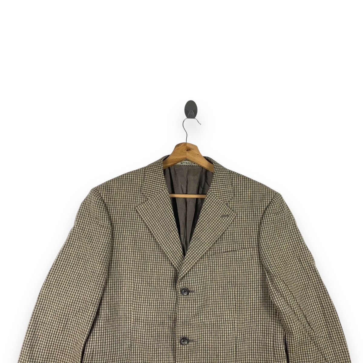 Vintage Vintage B. BY KRIZIA Italian Tailored Checkered Blazer Coat Size 34R - 2 Thumbnail