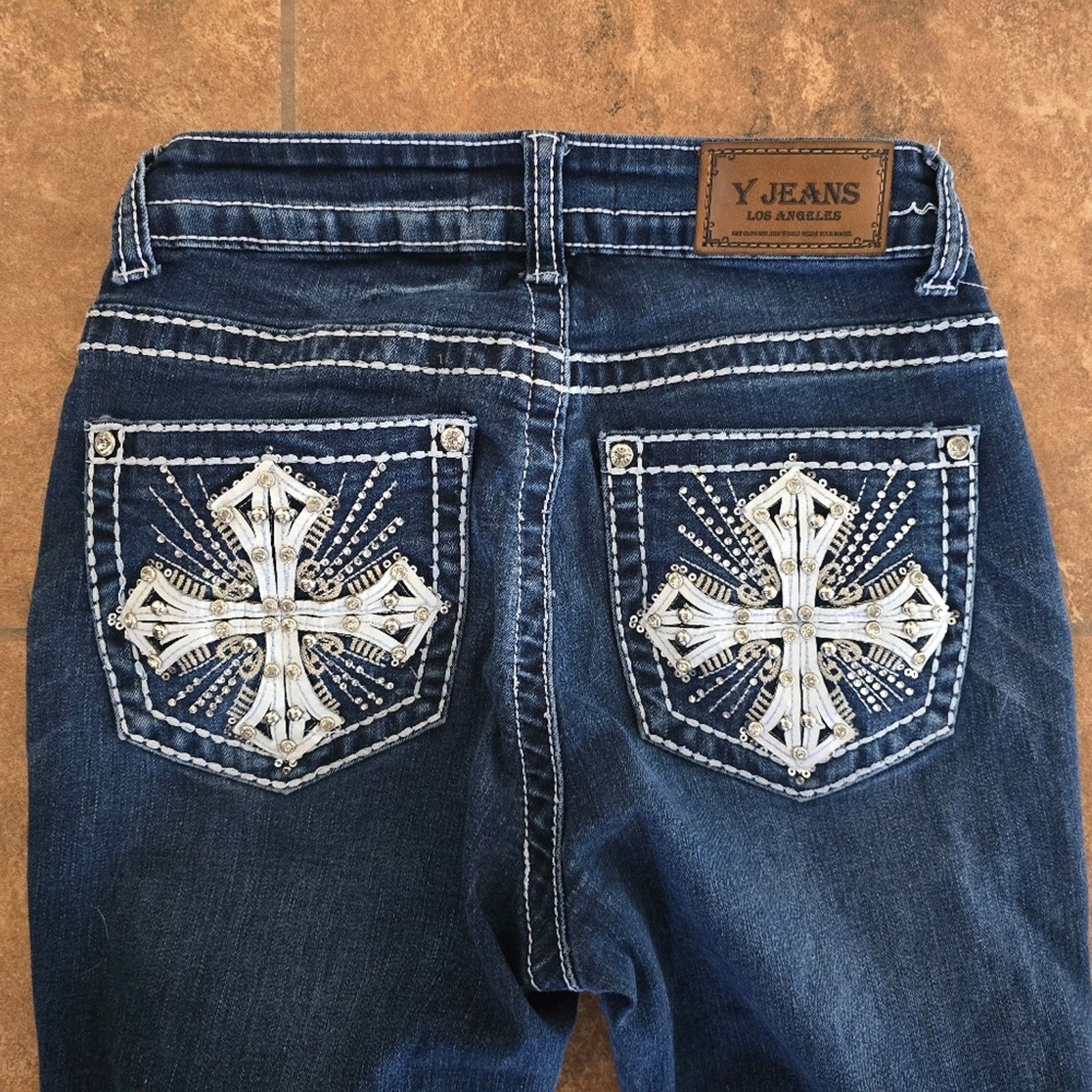 Other Dark Denim | Y JEANS | Diamond Detailed Jean Size 27" / US 4 / IT 40 - 3 Thumbnail