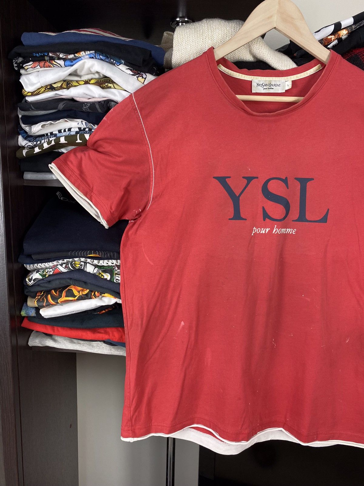 Japanese Brand Vintage YSL Yves Saint Laurent Style Work Tee Size US L / EU 52-54 / 3 - 3 Thumbnail