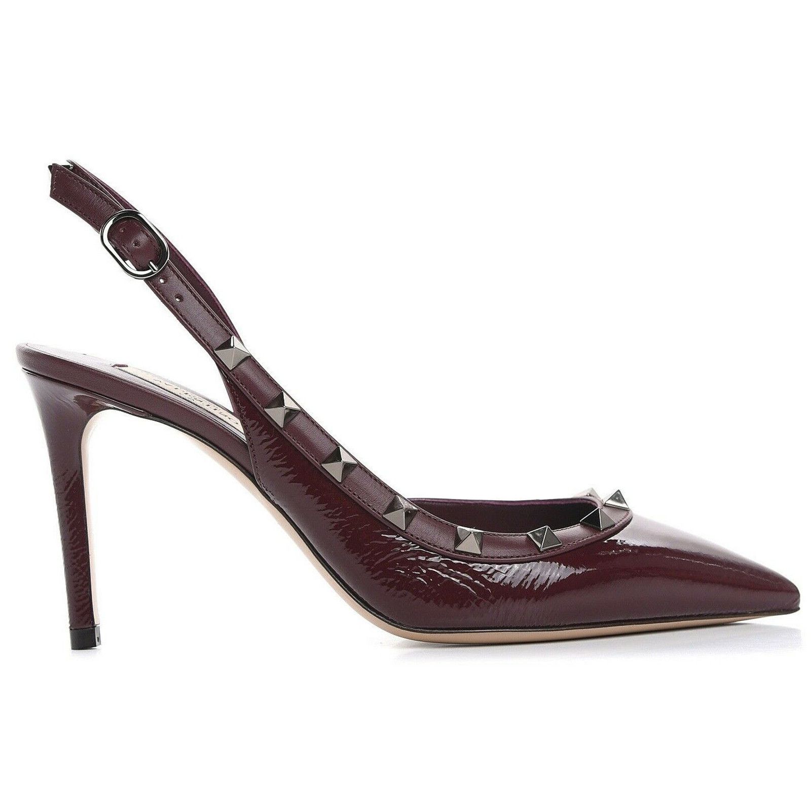 Valentino Valentino Rockstud 85 Rubin Red Patent Leather Slingback Size US 8.5 / IT 38.5 - 1 Thumbnail