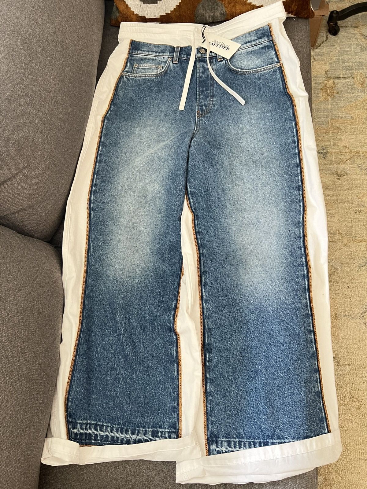 Jean Paul Gaultier The Trompe-l'œil Denim Pants Size US 30 / EU 46 - 1 Thumbnail