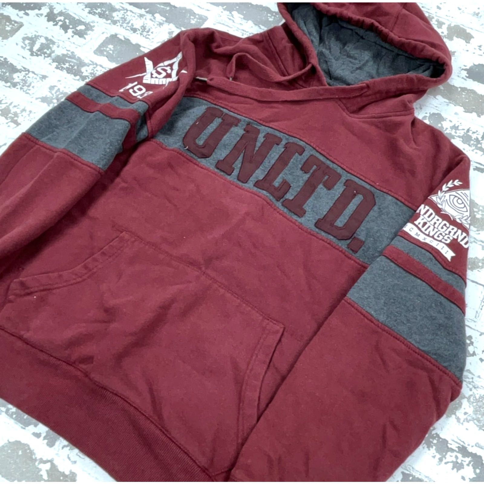 Vintage VINTAGE Ecko Unltd Hoodie Men Large Maroon Sweatshirt Sweater Y2K Hip Hop 2000s Size US L / EU 52-54 / 3 - 2 Thumbnail