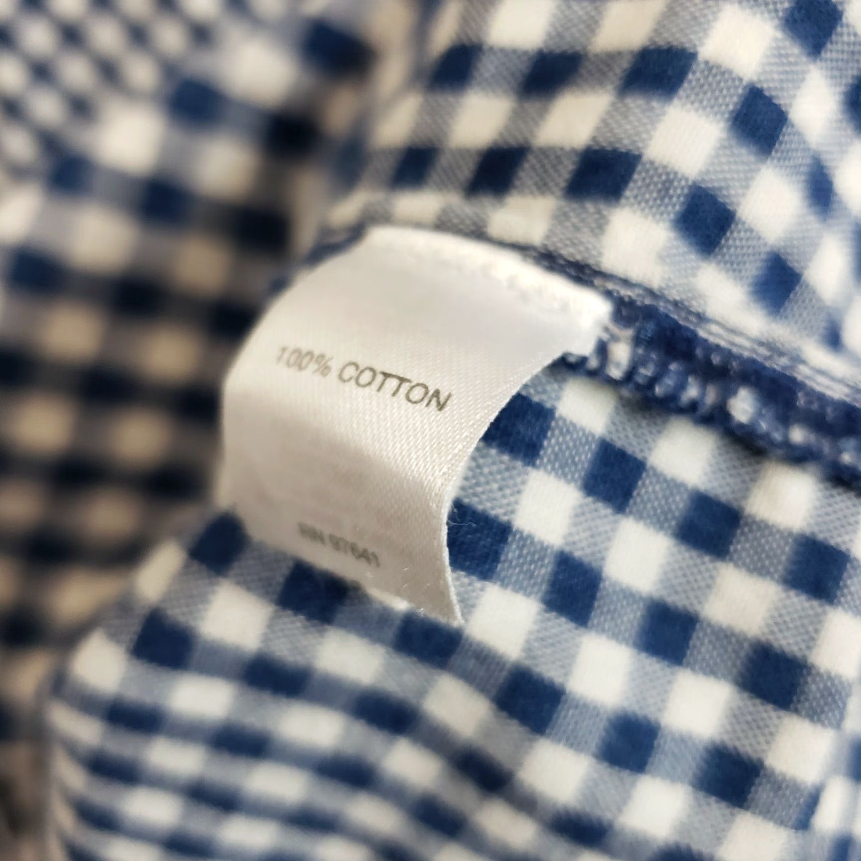 J. Jill J Jill Womens Top M Blue White Gingham Back Buttons Long Sleeve Cotton Blouse Size M / US 6-8 / IT 42-44 - 5 Thumbnail