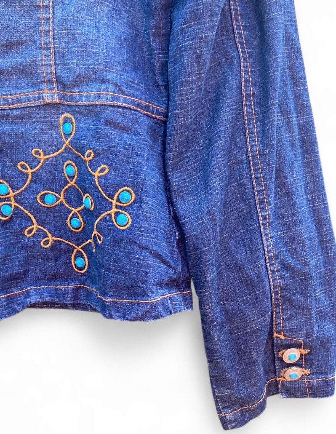Other Vezucci Blue Denim Jacket Size S Embroidered Size S / US 4 / IT 40 - 6 Thumbnail