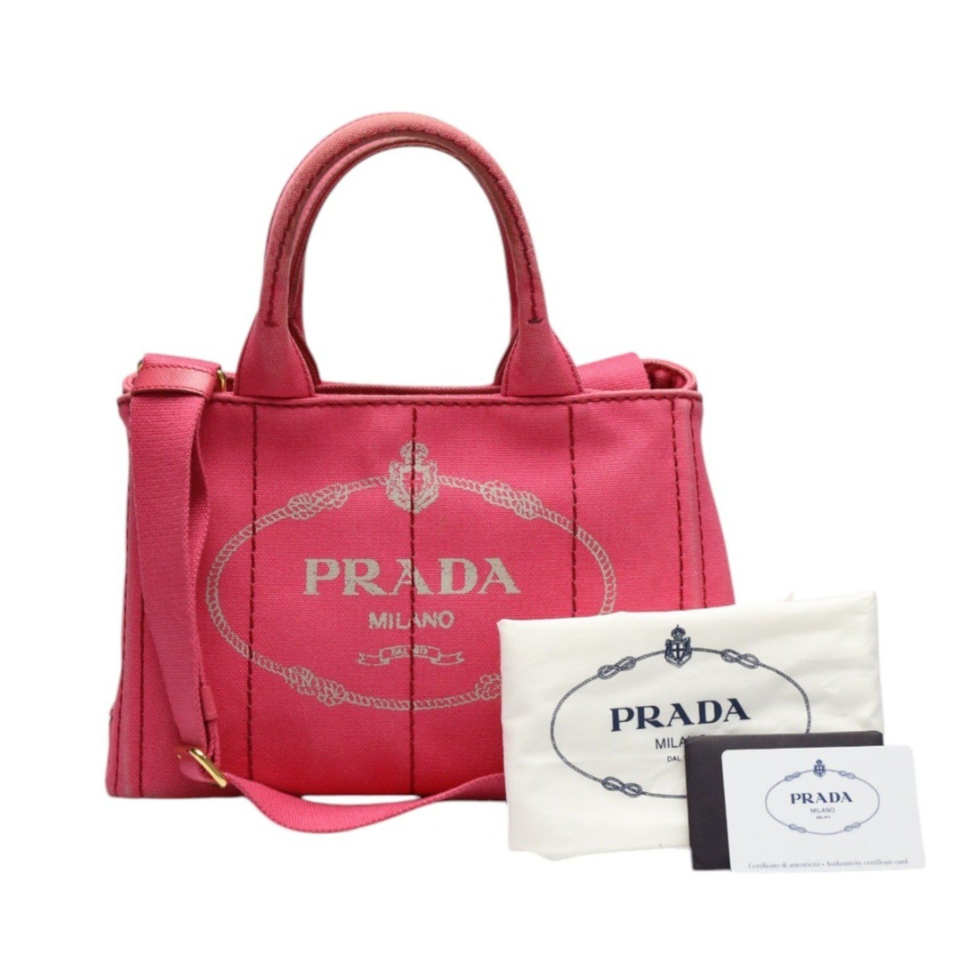 Prada PRADA Tote Bag Handbag Canapa Canvas 1BG439 Pink Size ONE SIZE - 1 Thumbnail