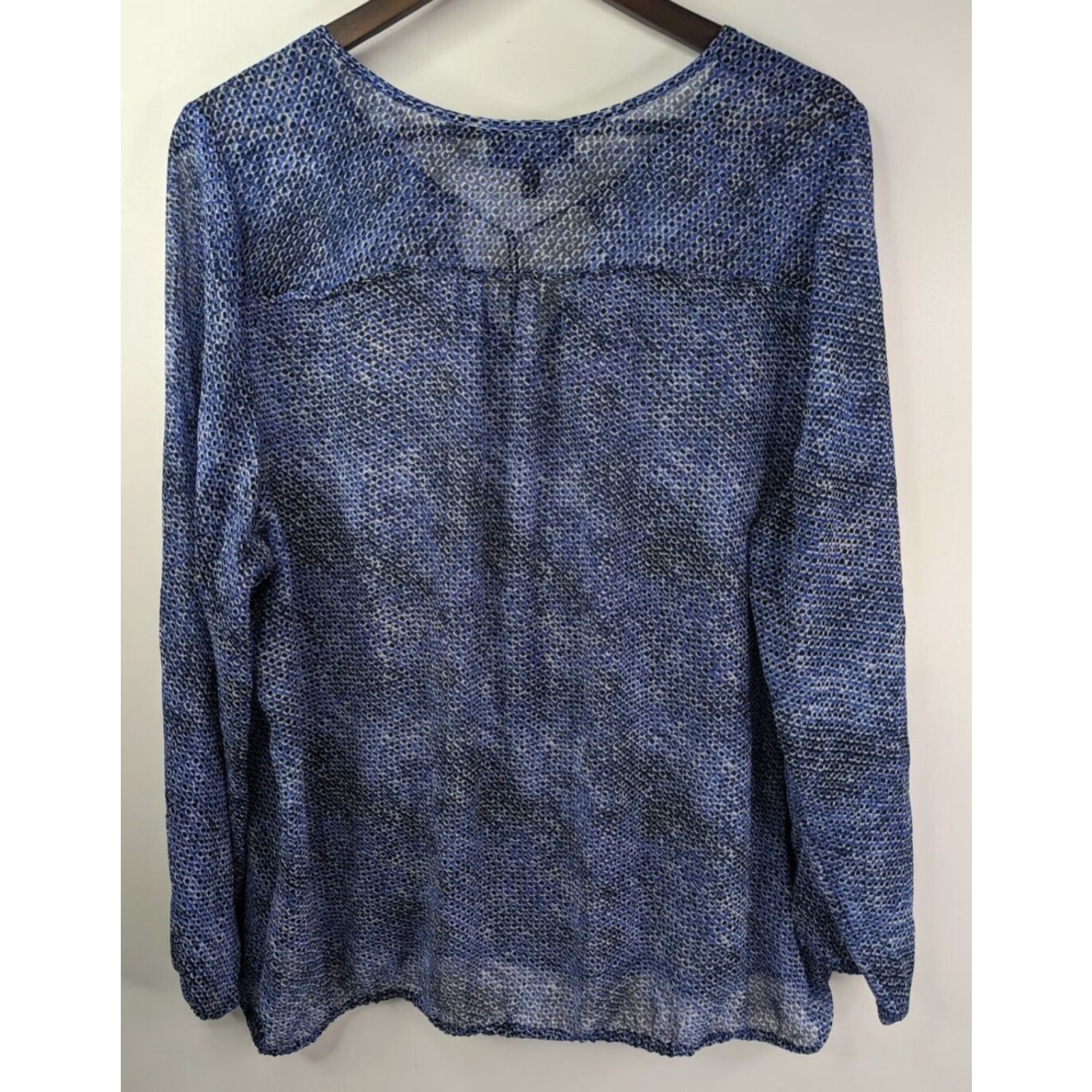 Vintage Lane Bryant Blouse Tunic Shirt Women’s Blue Sheer Long Sleeve Size 18/20 Blouse/Top/V-Neck, Polyester, Chiffon, Plus, Womens Size XXL / US 16-18 / IT 52-54 - 4 Thumbnail