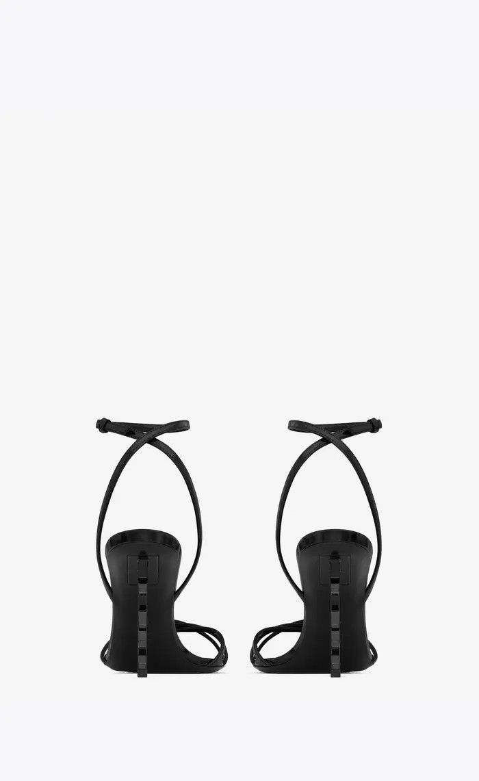 Saint Laurent Paris oc11z1225 782840 Opyum Sandals in Glazed Leather in Black Size US 12 / IT 42 - 4 Thumbnail