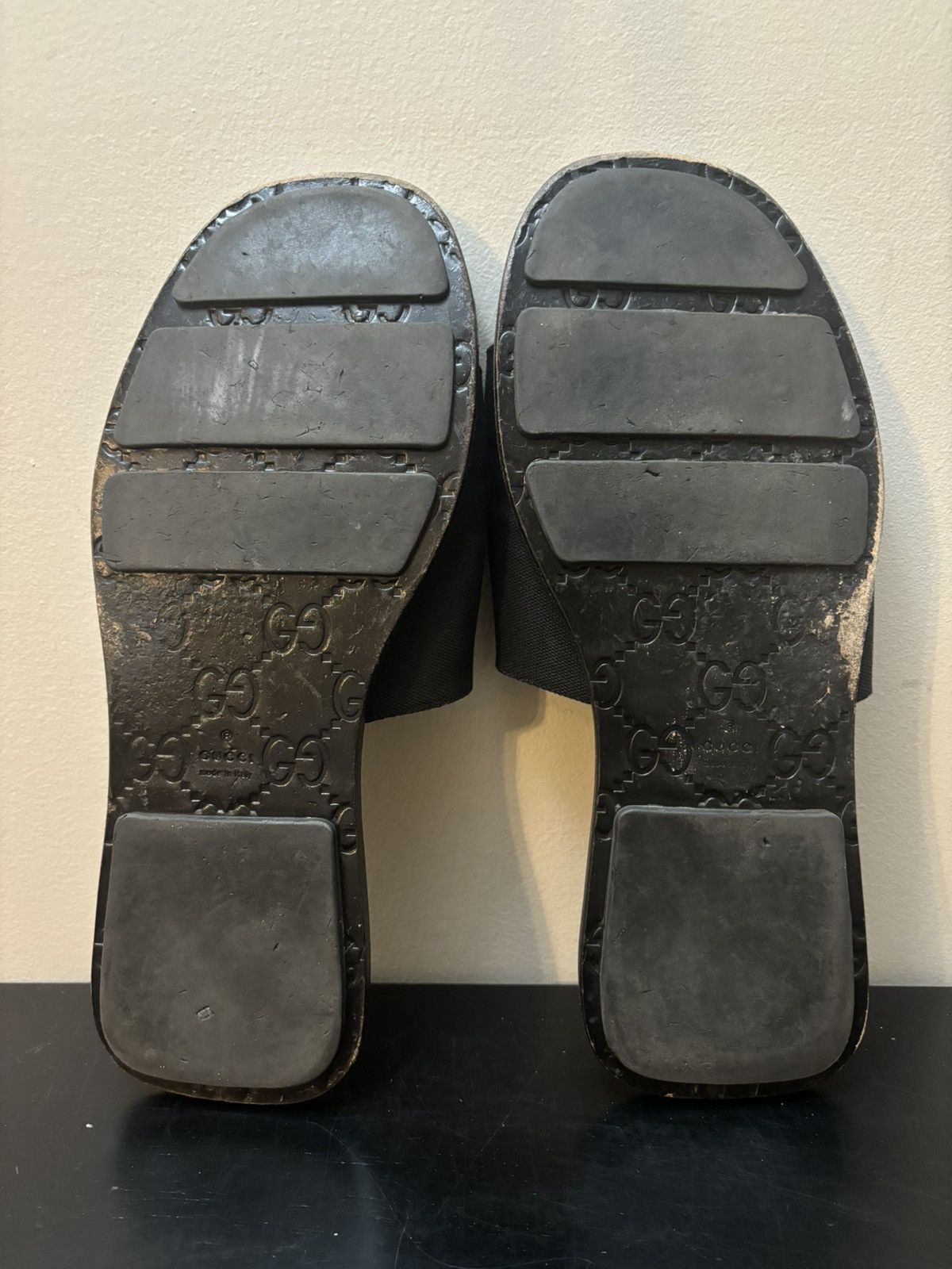Gucci Gucci GG Monogram Leather Slide Sandals Black Size US 11 / EU 44 - 6 Thumbnail