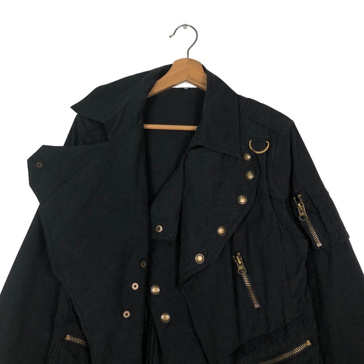 Japanese Brand Rich Black Double Collar Biker Jacket Punk Otto Issey Miyake Size US L / EU 52-54 / 3 - 12 Thumbnail