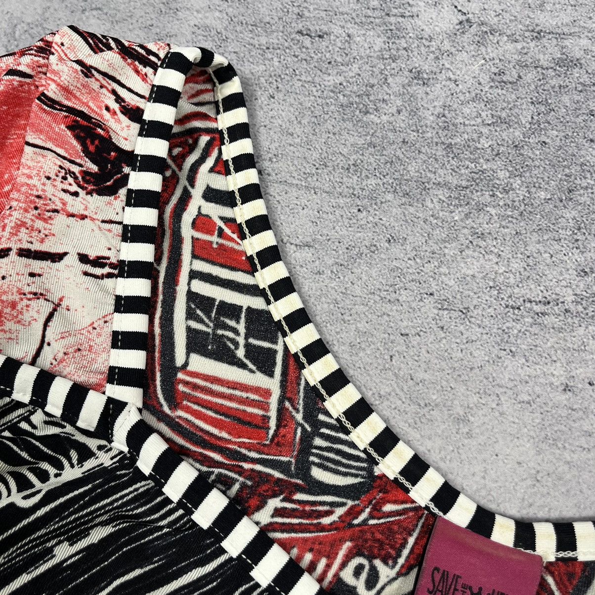 Designer Ladies Save The Queen Avant-Garde overprinted tunic blouse Size M / US 6-8 / IT 42-44 - 9 Thumbnail