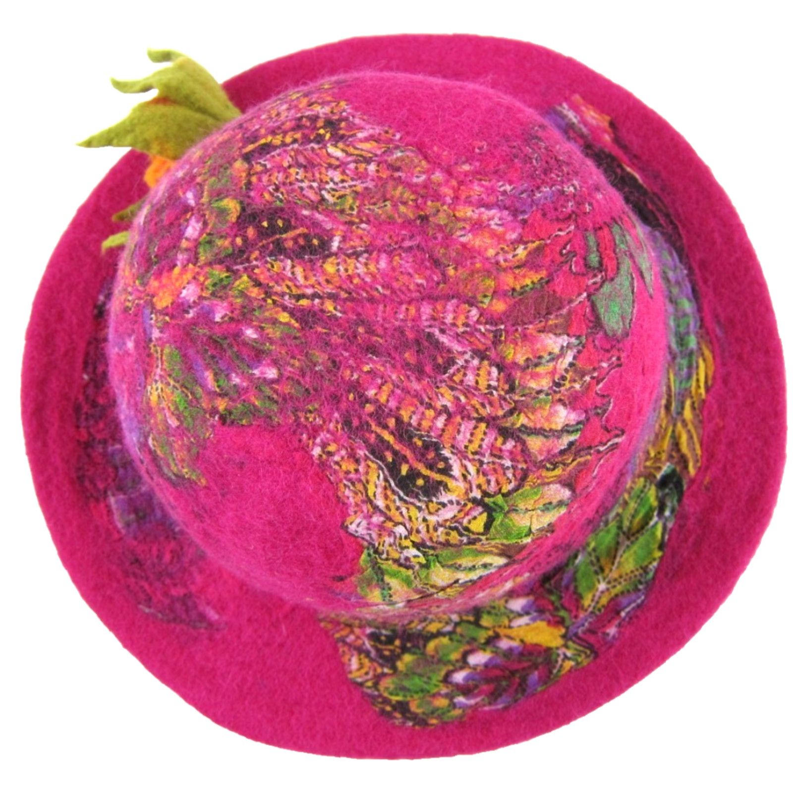 Pinko VTG Handmade Wool Pink Floral Sun Hat Women S-M Sun Flower Feather Bucket Wide Brim Summer Lightweight Breathable With Lining Adjustable9 Size ONE SIZE - 4 Thumbnail