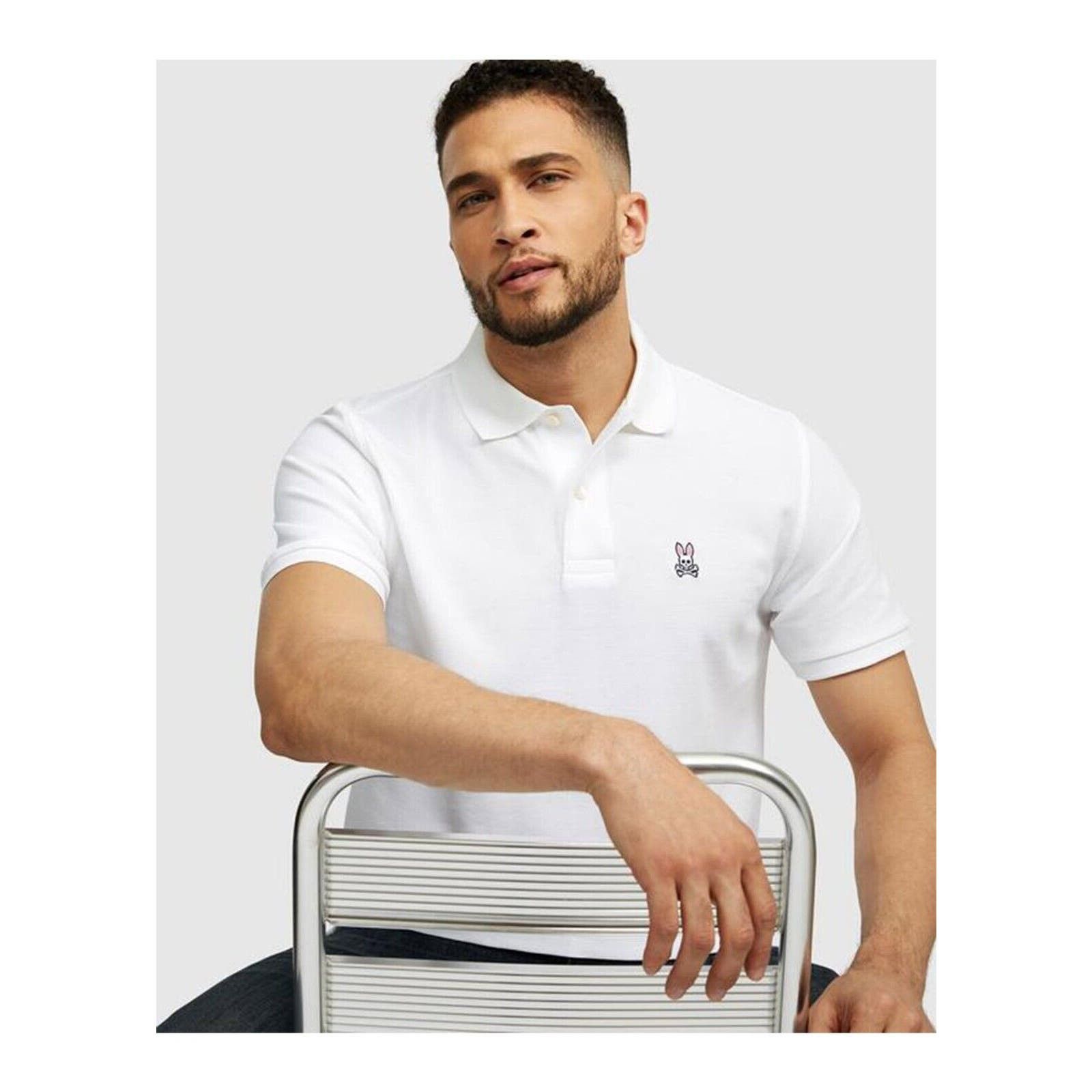 image of Psycho Bunny Chiltern Sport Short Sleeve Polo Shirt 5/m $125 in White, Men's (Size Medium)