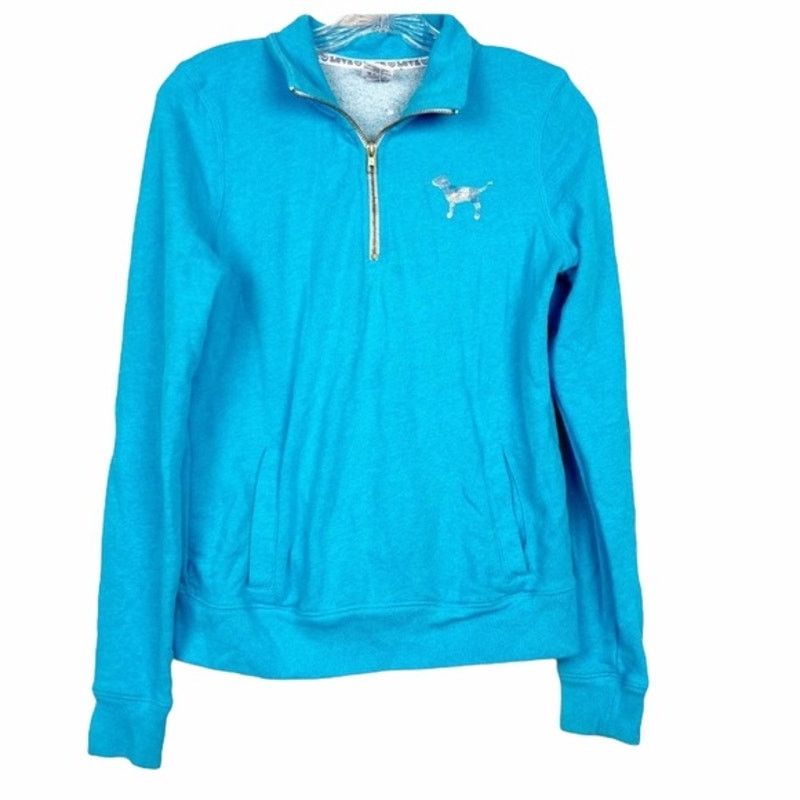Victoria's Secret Victoria's Secret Pink Blue Quarter Zip Pullover Sz XS Size XS / US 0-2 / IT 36-38 - 1 Thumbnail