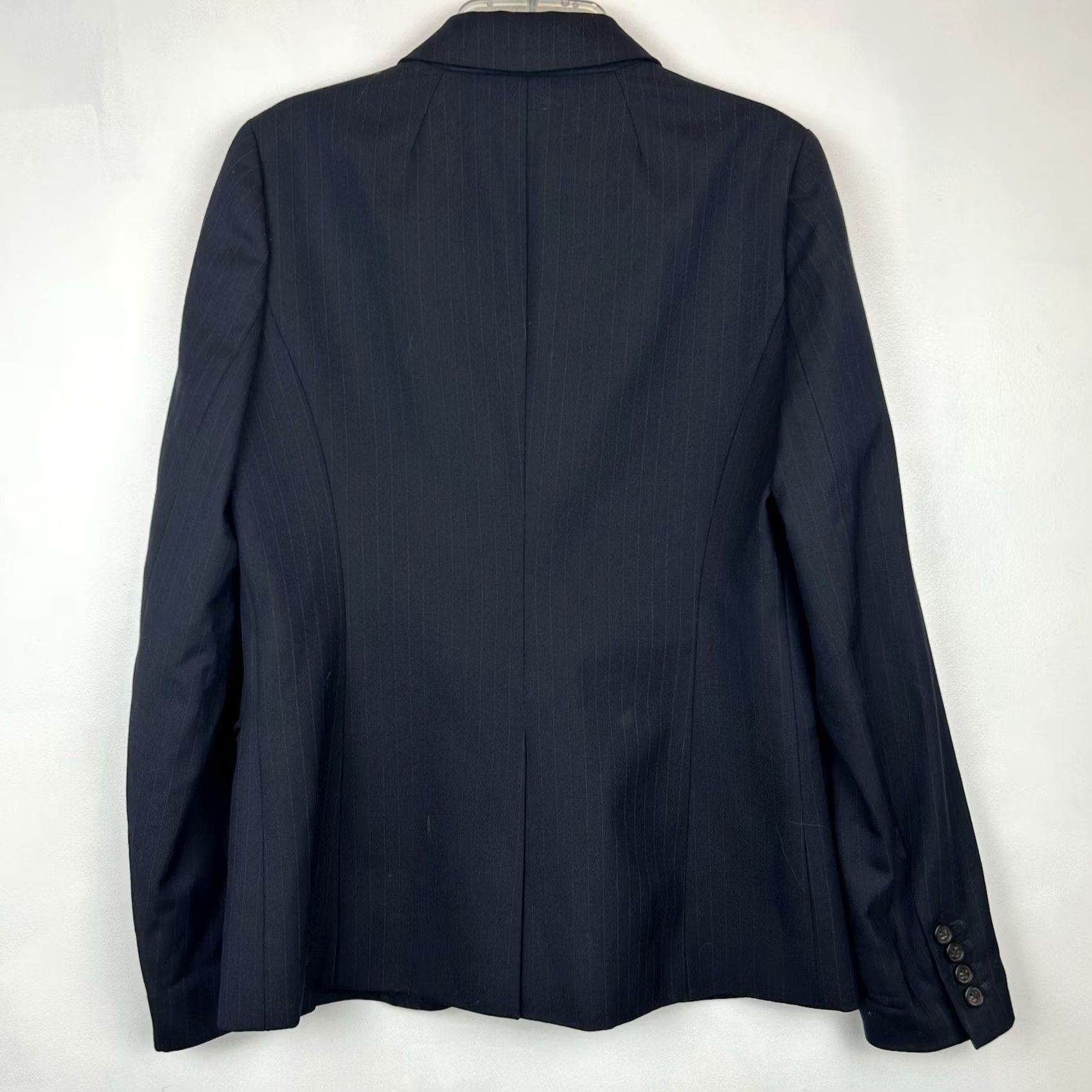 J.Crew J.CREW Blazer Womens 6 Single-Breasted Wool Pinstripe Notch Lapel Dark Blue Regular Set Jacket Office Preppy Clothes Size M / US 6-8 / IT 42-44 - 2 Thumbnail