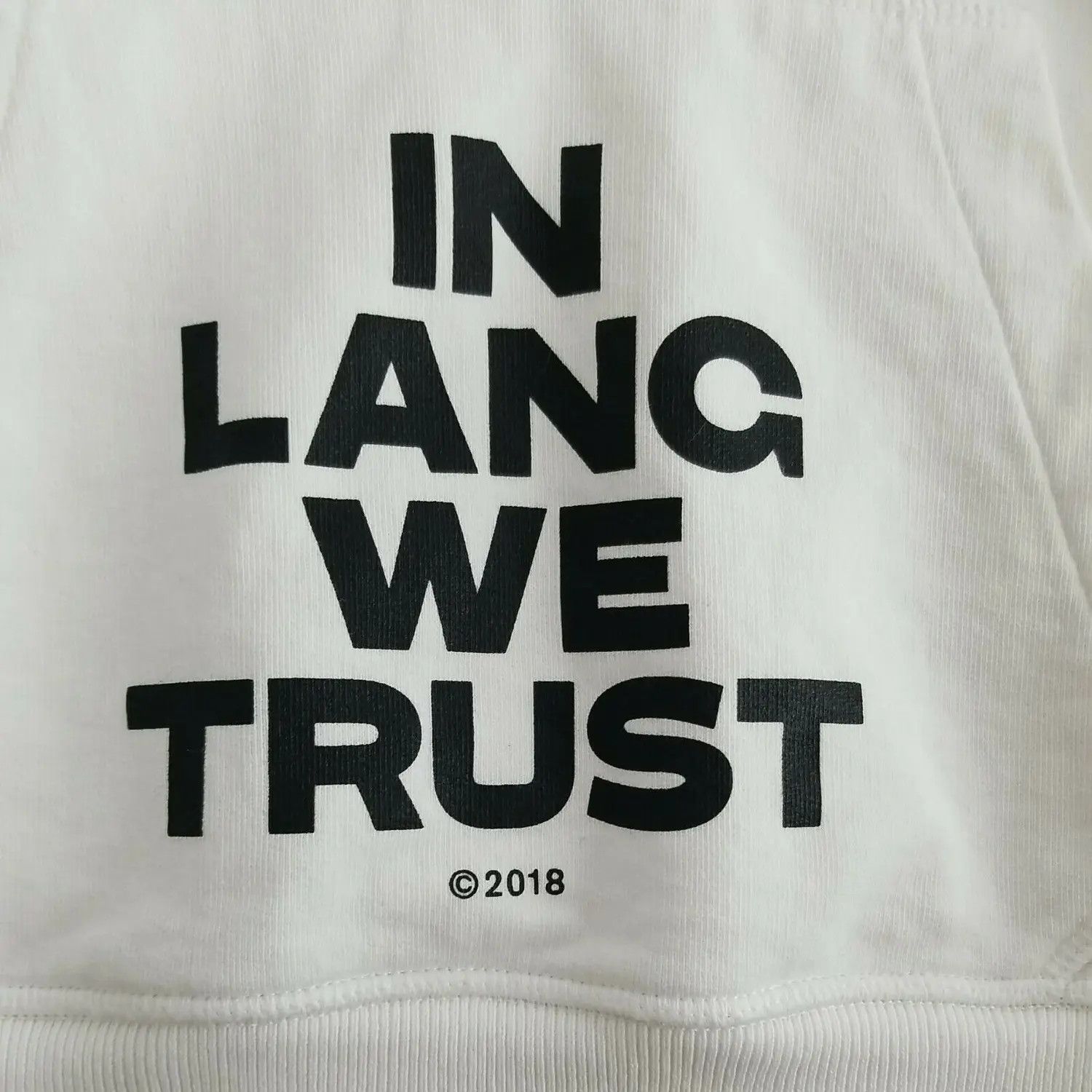 Helmut Lang Helmut Lang In Lang We Trust Ss18 White Pullover Hoodie Size US M / EU 48-50 / 2 - 3 Thumbnail