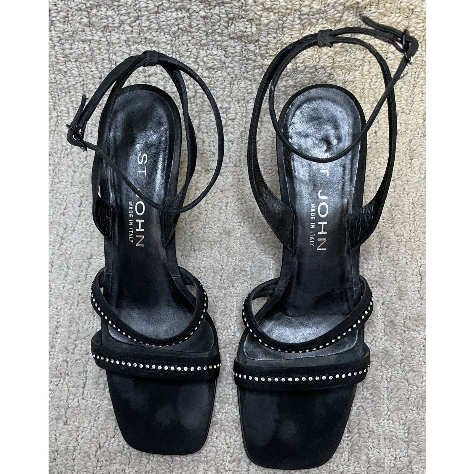 St. John St. John Black Rhinestone Sandals Shoes Womens 7B Evening Size US 7 / IT 37 - 5 Thumbnail