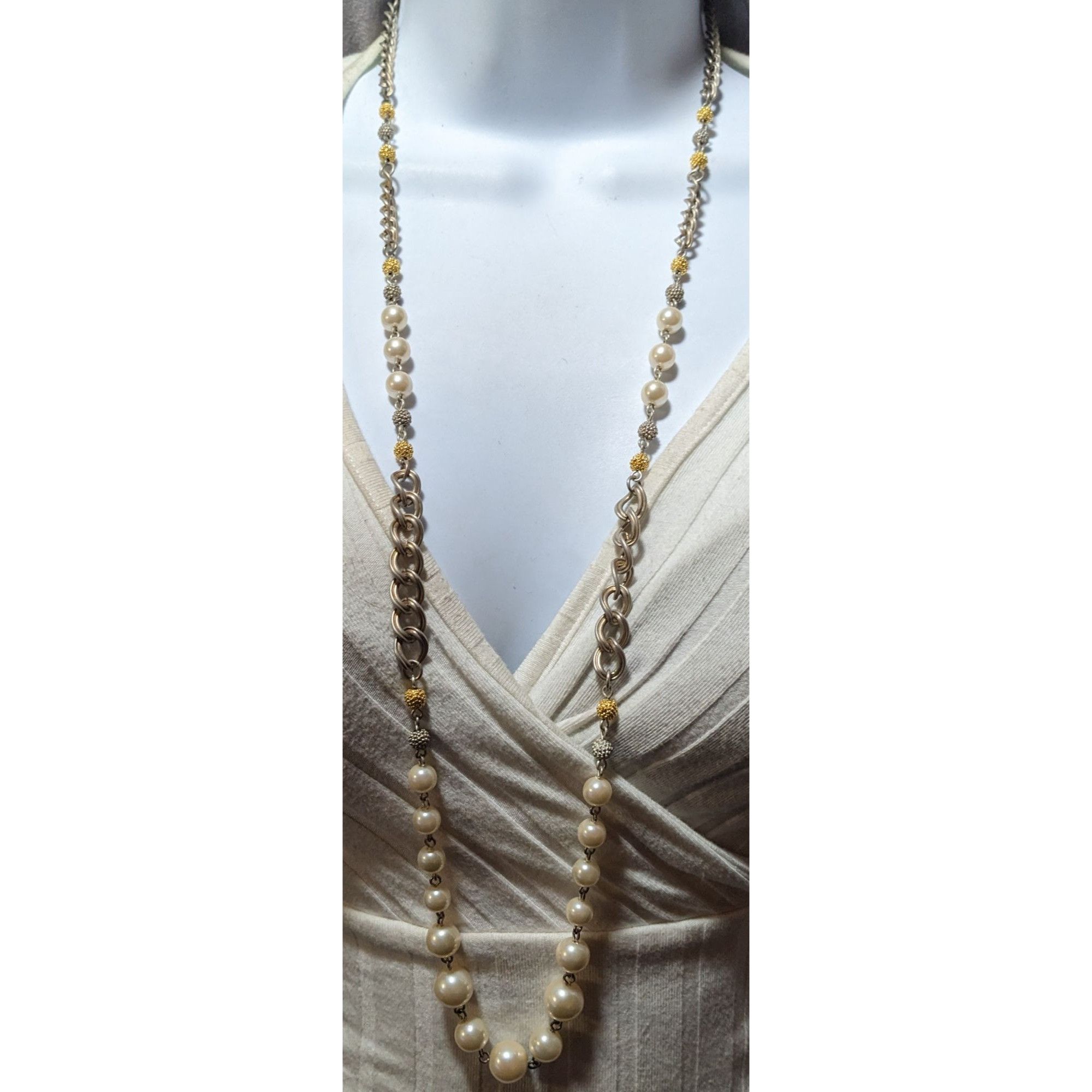 Other Vintage 80s Liz Claiborne Faux Pearl Multi Tone Metallic Nec Size ONE SIZE - 4 Thumbnail