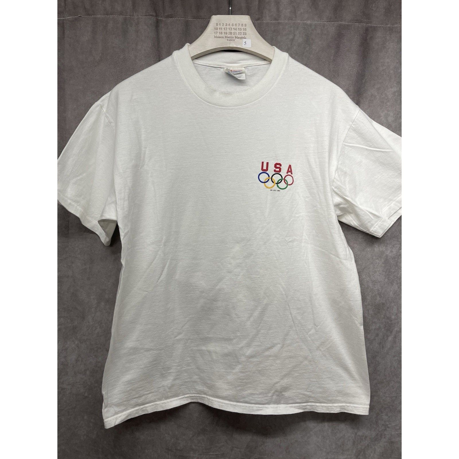 Hanes VINTAGE USA OLYMPIC VOLLEYBALL T SHIRT BLASTING FOR THE GOLD Size US L / EU 52-54 / 3 - 3 Thumbnail