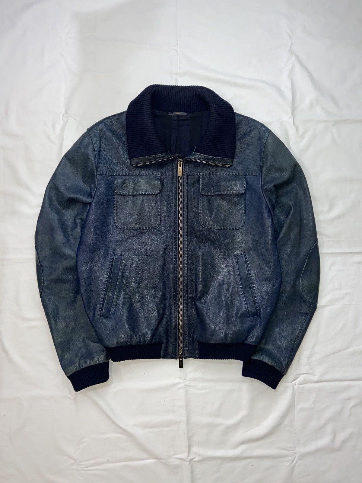 RARE VINTAGE FENDI LEATHER BOMBER ZIP JACKET Y2K AVANT GARDE