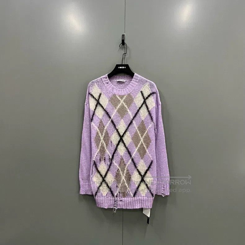 Acne Studios Acne Studios Color Blocked Diamond Pattern Destroyed Knit Size US S / EU 44-46 / 1 - 1 Thumbnail