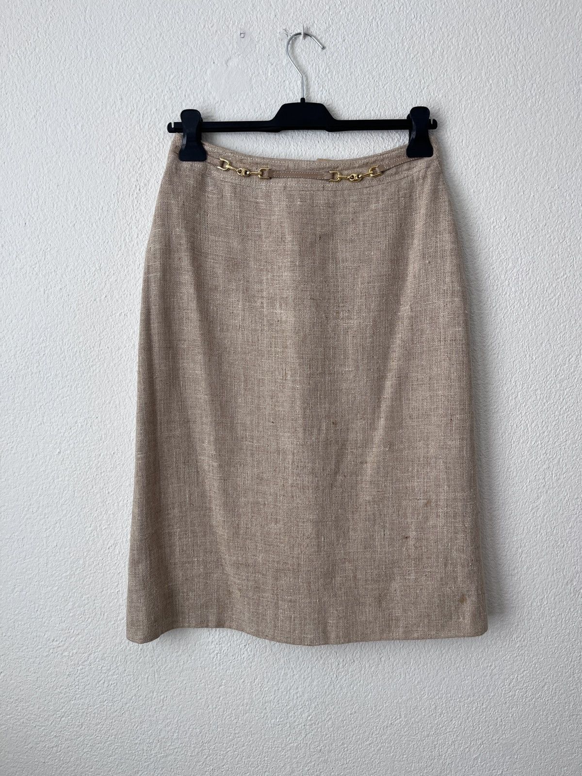 Celine Rare vintage Celine pencil skirt raw silk Size 27" / US 4 / IT 40 - 1 Thumbnail