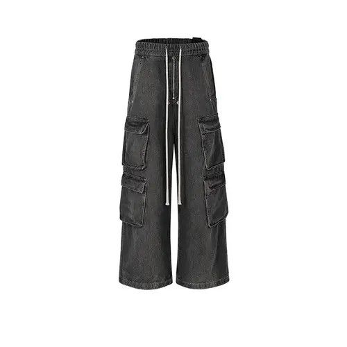 Designer × Japanese Brand × Jean Hombre Drawstring Elastic Baggy Cargo Jeans y2k Size US 34 / EU 50 - 3 Thumbnail