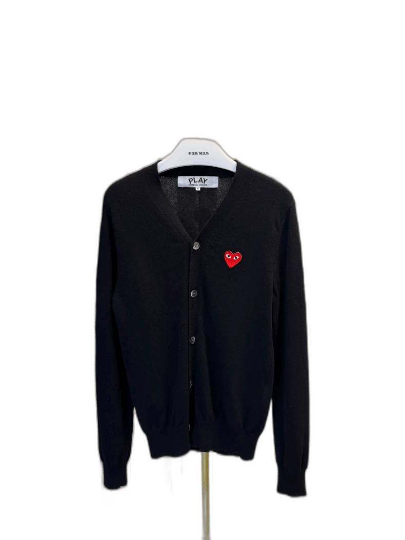 Comme des Garcons PLAY Black Cardigan with Red Heart Design-yf Size US S / EU 44-46 / 1 - 1 Thumbnail