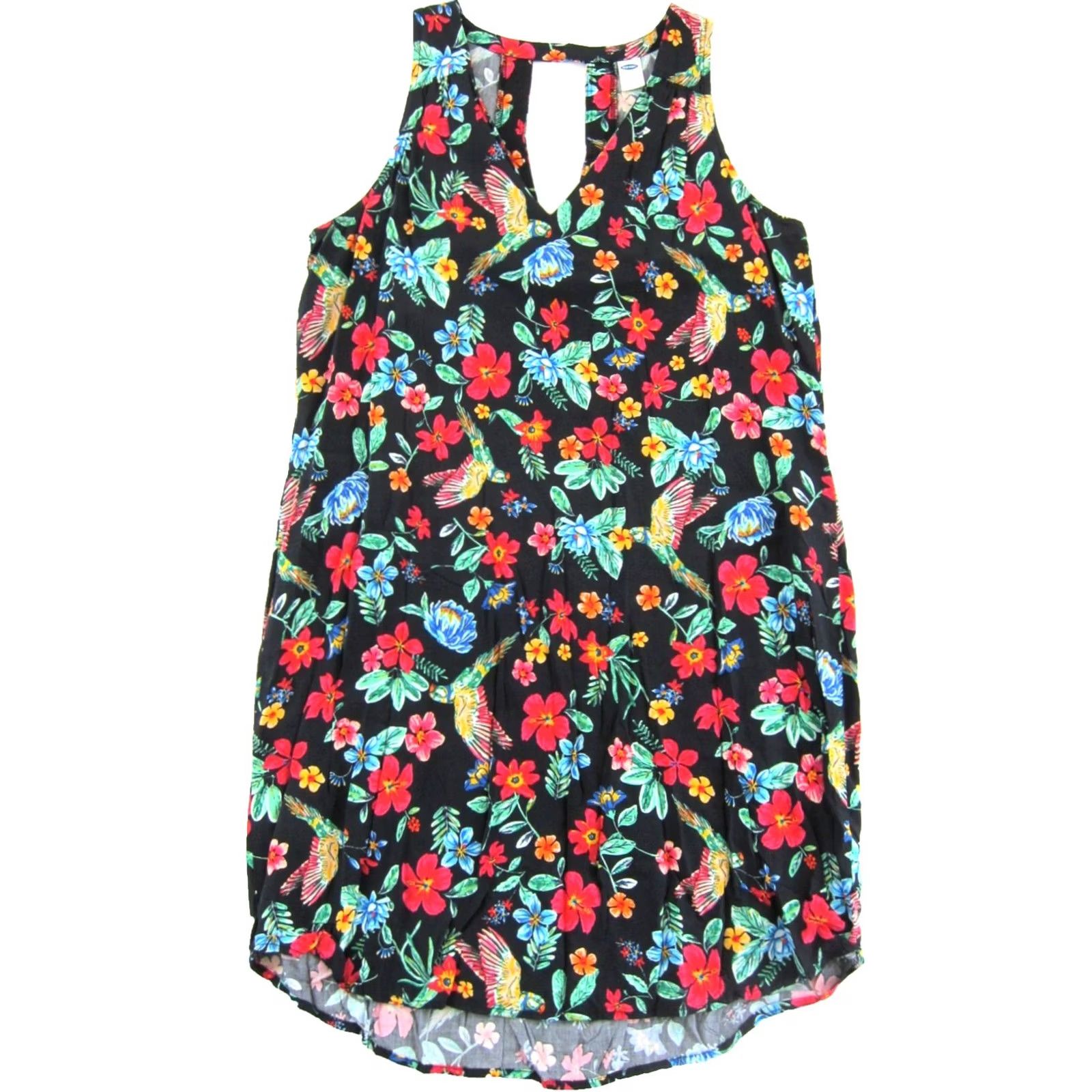 Old Navy Old Navy Floral Bird V-Neck Tank Sun Dress S Womens Small Rayon Black Pink Green Floral Bird V-Neck Tank Dress Size S / US 4 / IT 40 - 2 Thumbnail