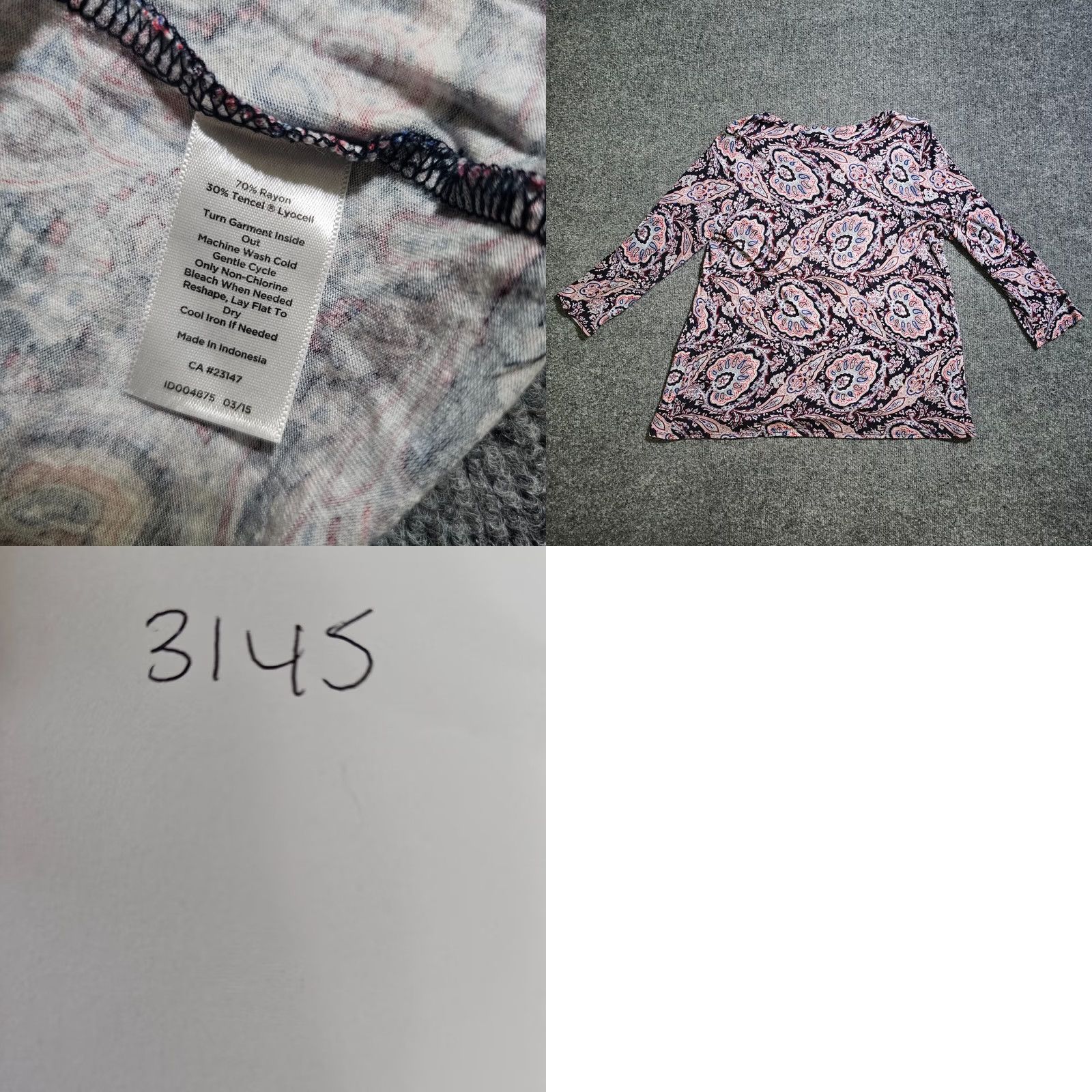 Talbots Talbots Top Women Large Black Red Paisley 3/4 Sleeve V-Neck Pleats Casual Career Shirt Size L / US 10 / IT 46 - 8 Thumbnail