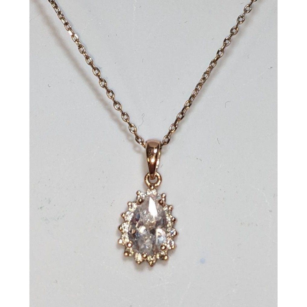 Other Elegant Crystal Teardrop Rose Gold Tone Necklace Size ONE SIZE - 3 Thumbnail