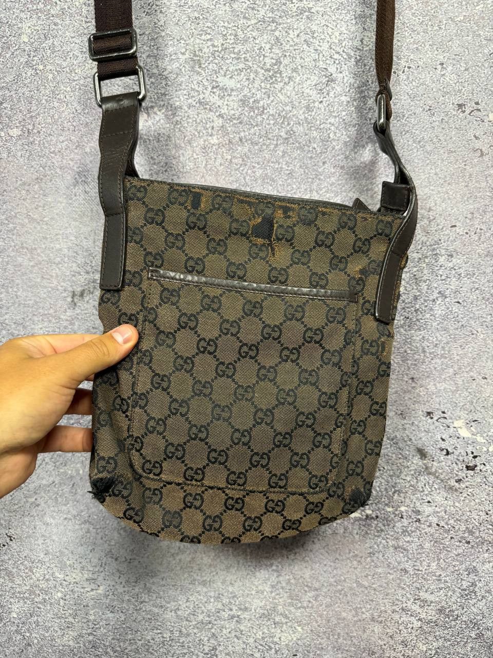 Gucci GUCCI GG Canvas Shoulder Bag Beige Dark Brown Auth Size ONE SIZE - 4 Thumbnail