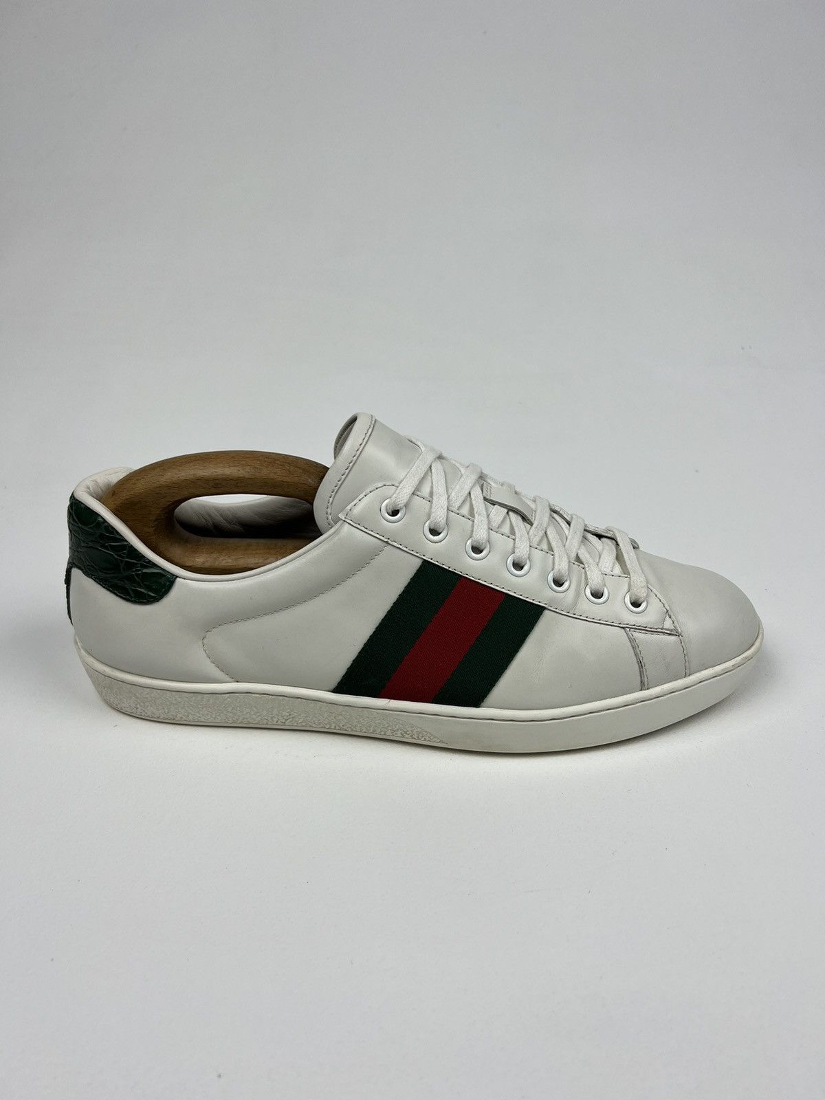 Gucci GUCCI Sneakers Low Top Leather Shoes ACE Web Stripe White Size US 9.5 / EU 42-43 - 6 Thumbnail