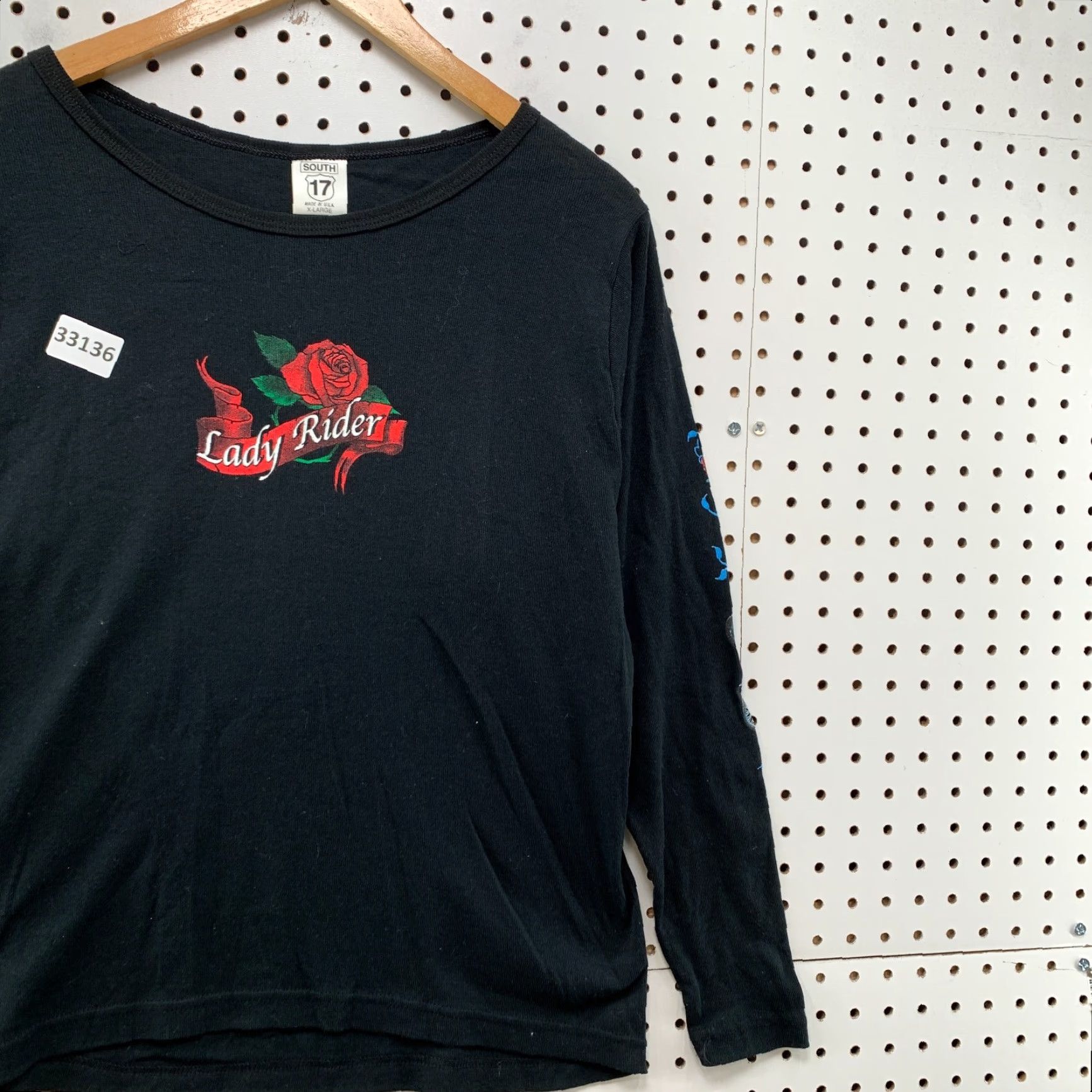Vintage VINTAGE Lady Rider Motorcycle Shirt Womens XL Black Floral Long Sleeve 20x23.5 Johanns Bar Leather Grill Size XL / US 12-14 / IT 48-50 - 7 Thumbnail