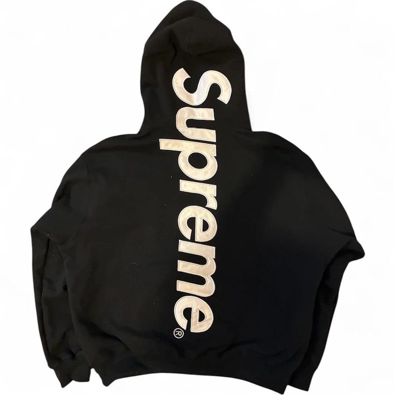 Supreme Satin Applique Hoodie Black fw25 M