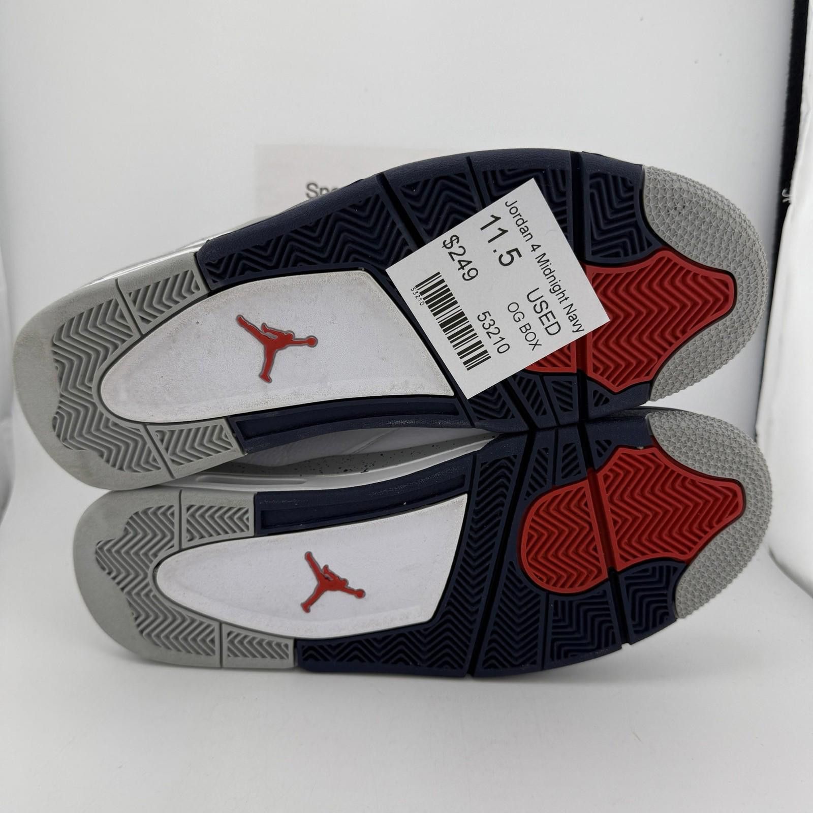 Nike Air Jordan 4 Retro White Midnight Navy 11.5 Size US 11.5 / EU 44-45 - 6 Thumbnail