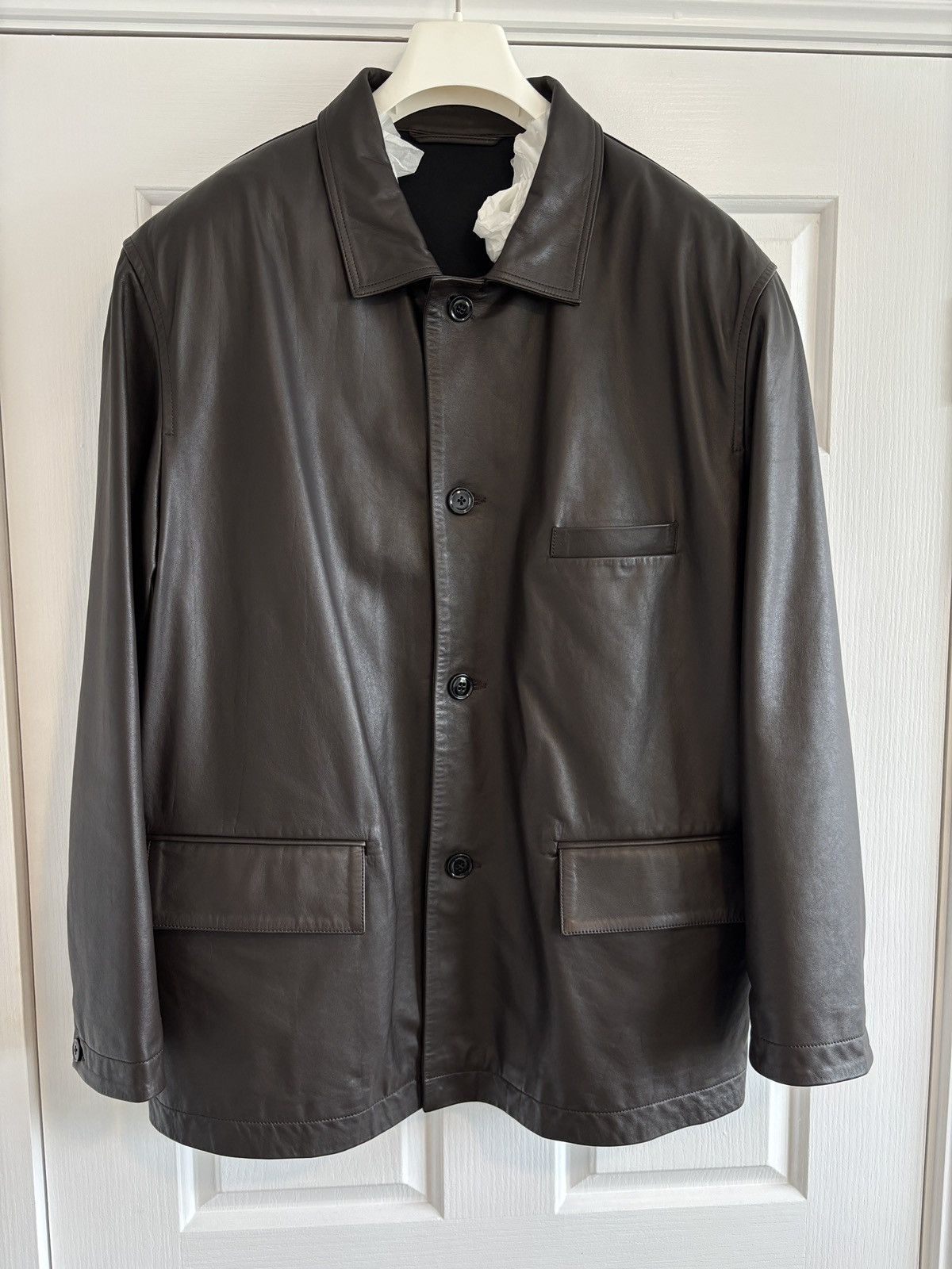 Lemaire Relaxed leather jacket, dark brown, XL Size US XL / EU 56 / 4 - 4 Thumbnail