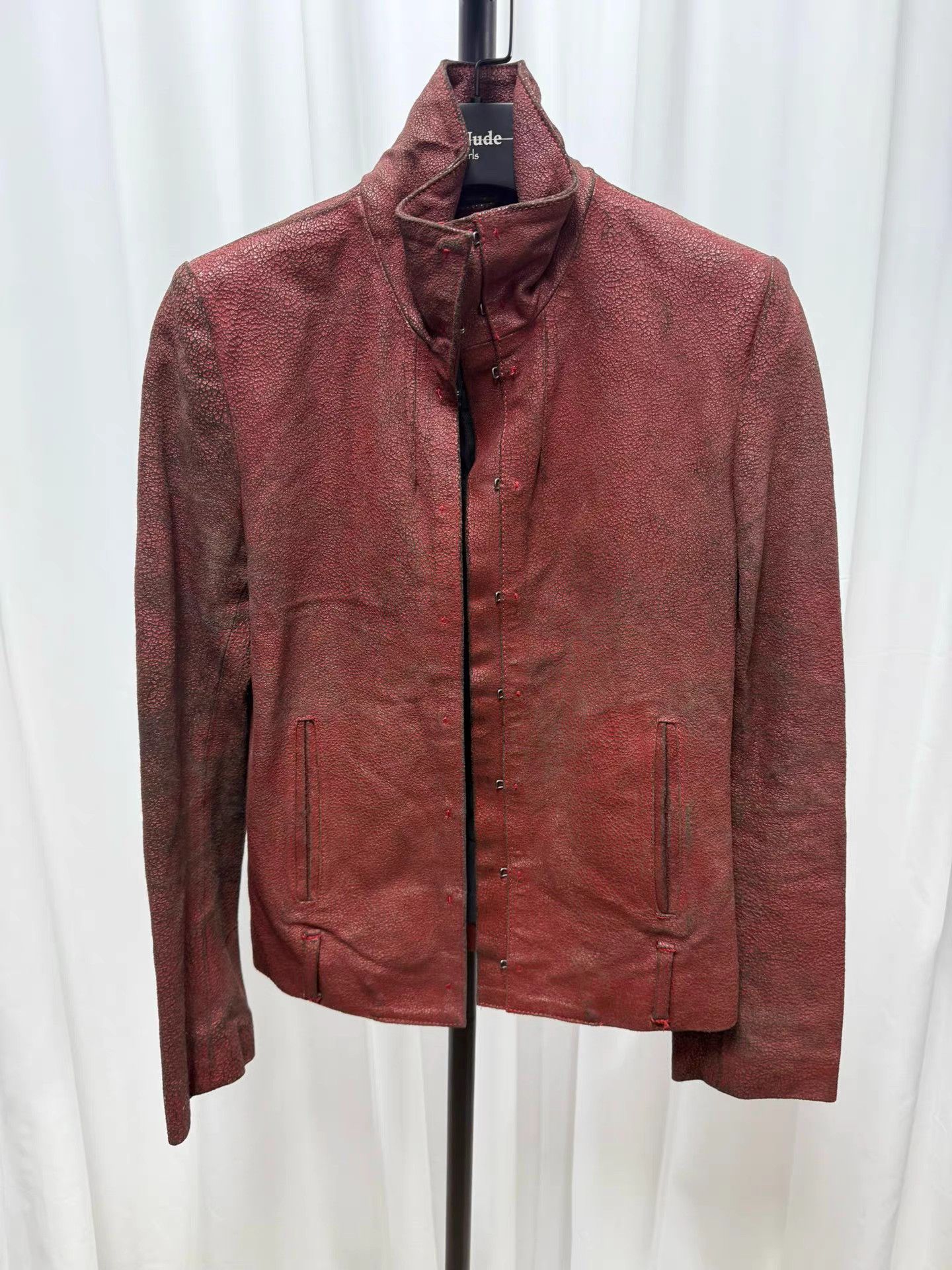 Ann Demeulemeester Ann Demeulemeester Crackled Leather Stand Collar Jacket K20 Size XS / US 0-2 / IT 36-38 - 1 Thumbnail