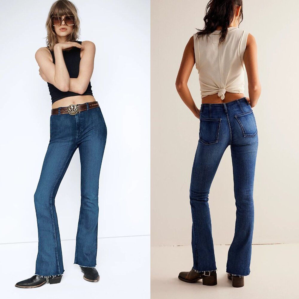 Free People NWT New Free People We The Free Level Up Slit Slim Flare Ni Size 31" - 2 Thumbnail