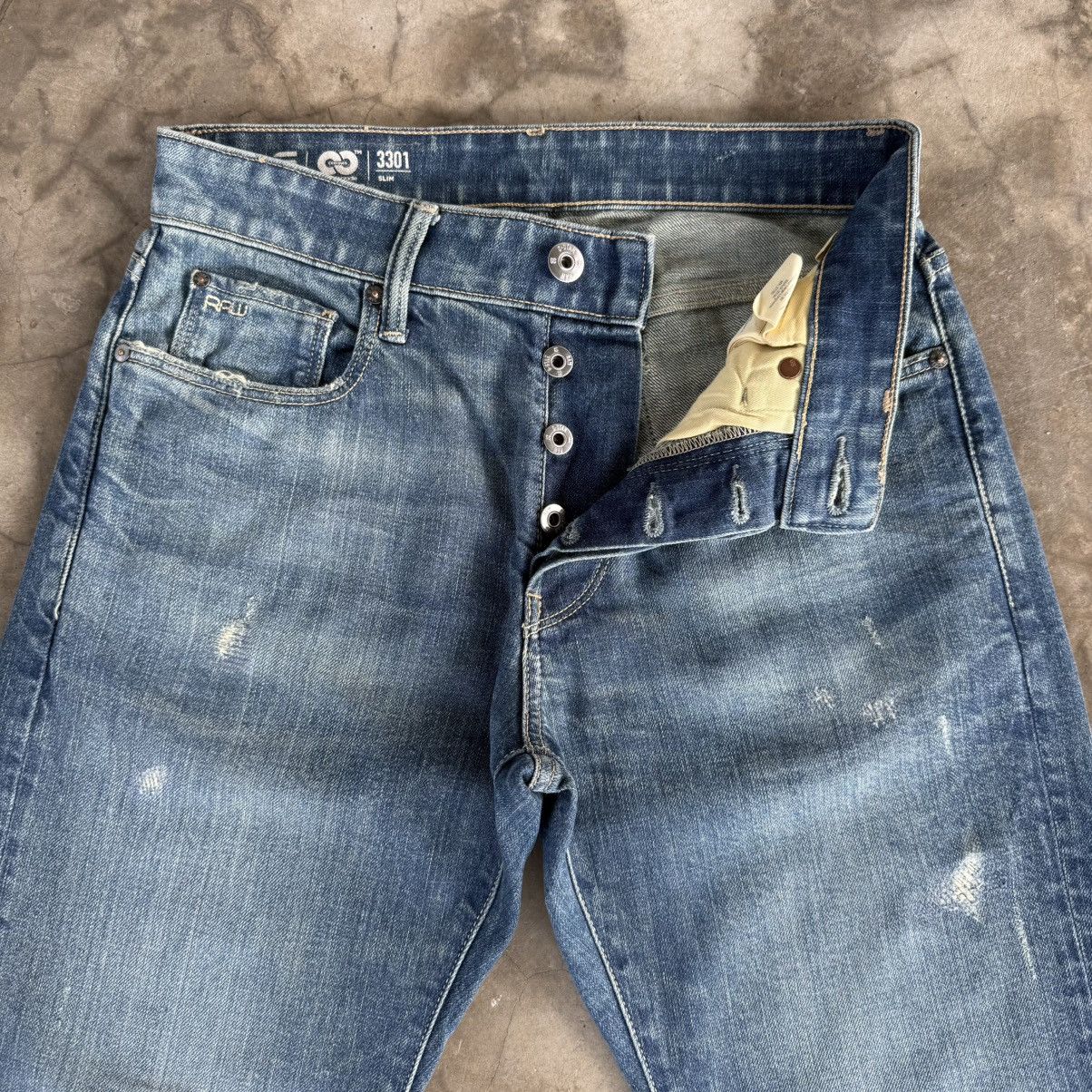 G-Star W29x29.5 Vintage G Star Button Fly Faded Ripped Denim Jean Size US 29 - 9 Thumbnail