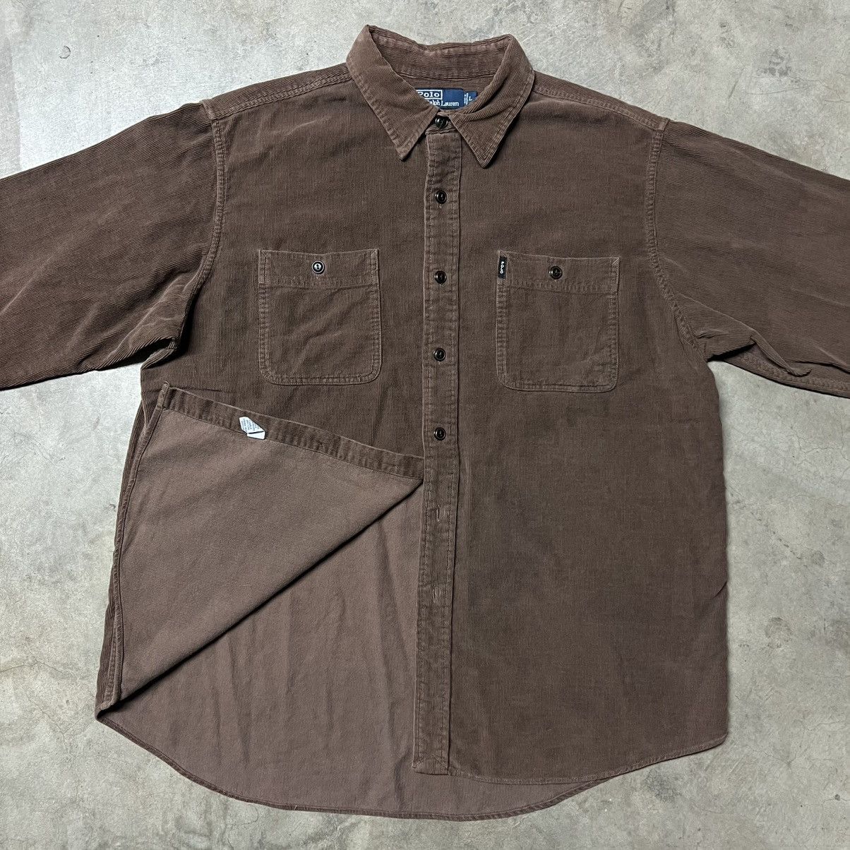 Polo Ralph Lauren × RRL Ralph Lauren × Vintage Vintage 2000’s Polo Ralph Lauren Brown Corduroy L/S Shirt Size US L / EU 52-54 / 3 - 3 Thumbnail
