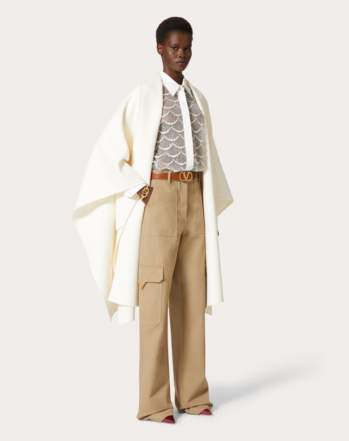 Valentino o1s1wg110525 Embroidered Tulle Illusione Shirt in White Size L / US 10 / IT 46 - 3 Thumbnail
