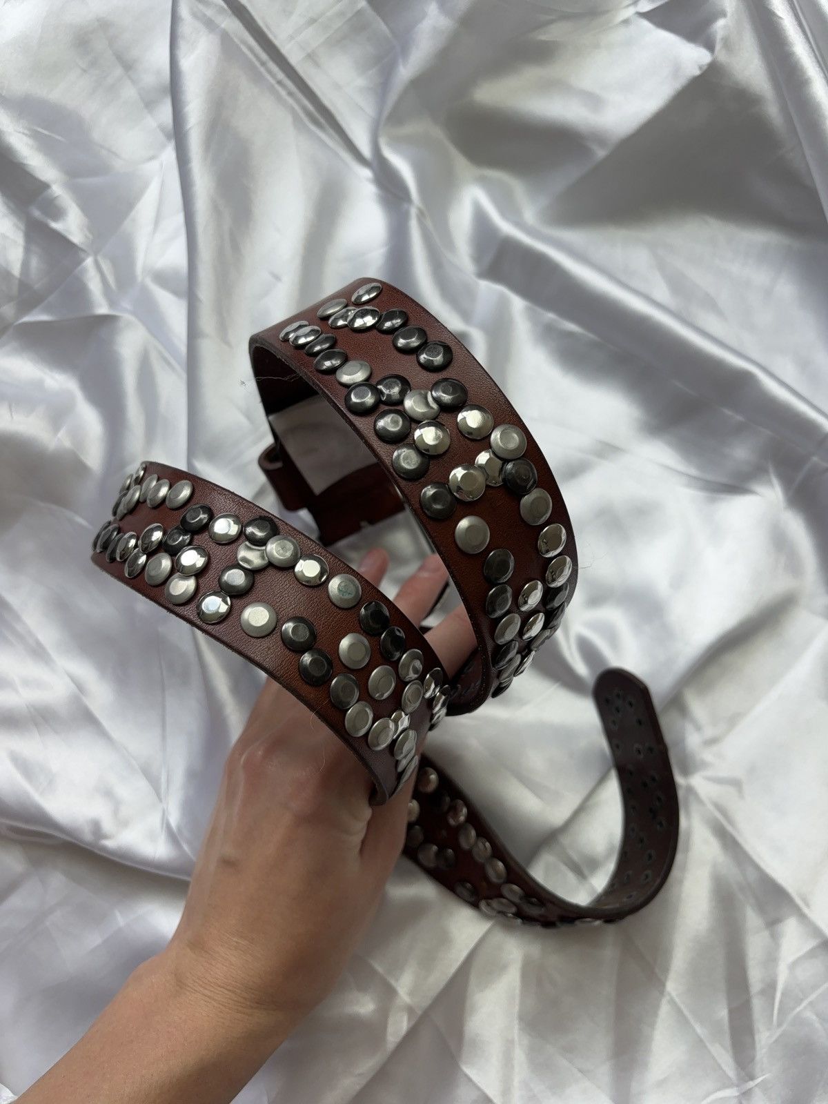 Vintage Real Leather Vintage Grunge Punk Men’s Belt Size ONE SIZE - 3 Thumbnail