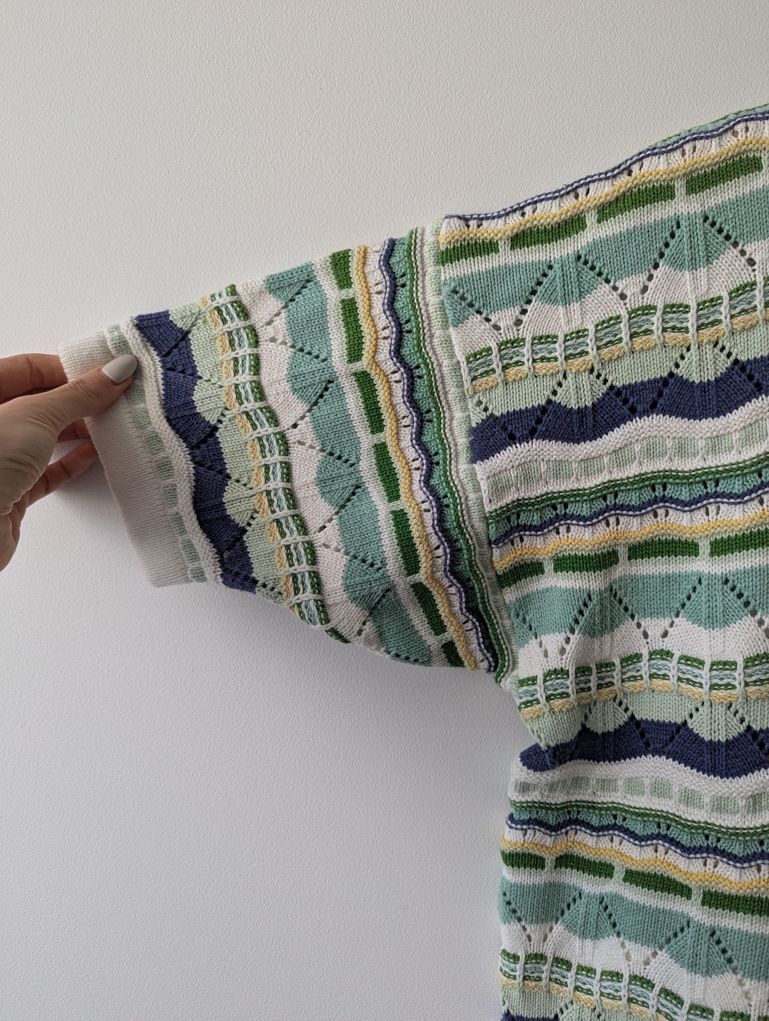 Vintage Cotton Vintage Knit Sweater Pastel Green Blouse Short Sleeve Size L / US 10 / IT 46 - 6 Thumbnail